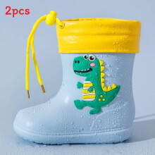 (Blue Cotton,160mm)Zapatos de lluvia para niños Eva impermeables antideslizantes con estampado de diseño de unicornio y dinosaurio