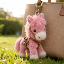 (Pink)Plush Pony Keyring With Bright Colors And Gift Box For Daily Use Collectors And