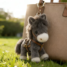 (Gray)Plush Pony Keyring With Bright Colors And Gift Box For Daily Use Collectors And