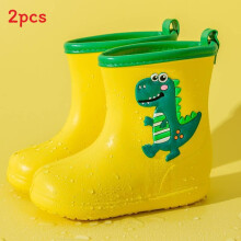 (Yellow,190mm)Kids Rain Shoes Eva Waterproof Nonslip With Unicorn And Dinosaur Print Design