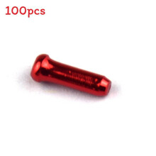 (Red)100 Pcs Aluminum Mountain Bicycles Brake Cable Tip Bike Cable Gears Wire Cap End