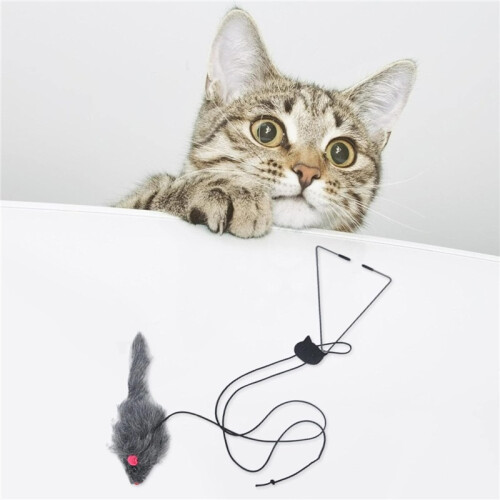 Plush Simulated Mouse Cat Toy – Hanging Interactive Teaser for Cage or Door 1