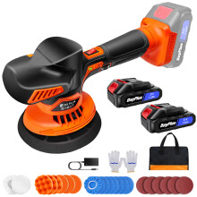 Polisseuse électrique sans fil 21V, 580W, 6 vitesses 2800-5500 tr/min, disque 125-150mm, Orange + Noir, lot de 27 accessoires