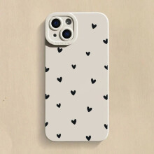 (5 / iPhone17 Pro Max) Love Heart Silicone Case for iPhone 17 16 15 14 13 12 11 Pro Max Plus SE