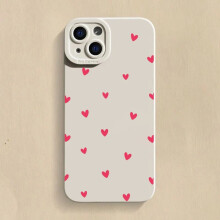 (2 / iPhone 16 Plus) Love Heart Silicone Case for iPhone 17 16 15 14 13 12 11 Pro Max Plus SE