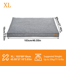 Panier pour chien XL Gris, Coussin Rectangulaire avec Housse en Lin, Base en Mousse et Doublure Imperméable
