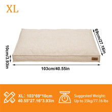 Panier pour chien XL Khaki, coussin rectangulaire avec housse en lin amovible et base antidérapante