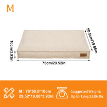 Litière pour chien, Coussin rectangulaire confortable, Khaki, Tissu lin, Doublure imperméable