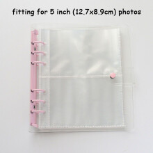 (Transparent Pink,5in)Clip Couleur Transparent Étincelant 6 Trous Feuille Libre Album Enfants Cadeaux Anniversaire