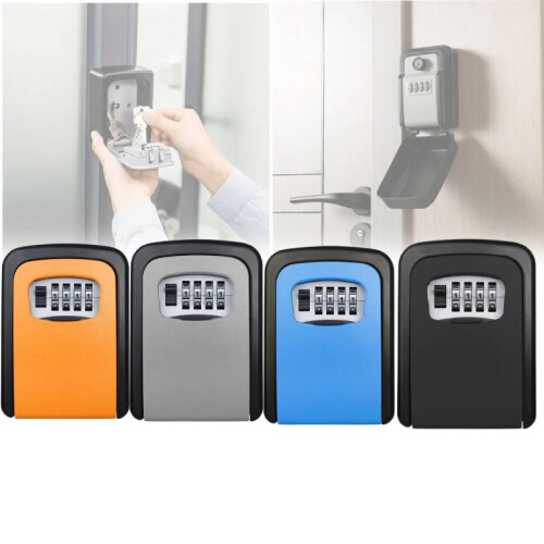 (Orange)Wall Mounted Key Safe Box Construction Site Home No Drill Storage Door Peephole 2