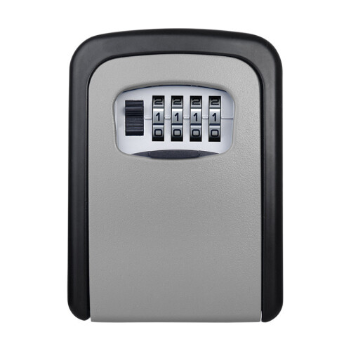 (Grey)Wall Mounted Key Safe Box Construction Site Home No Drill Storage Door Peephole
