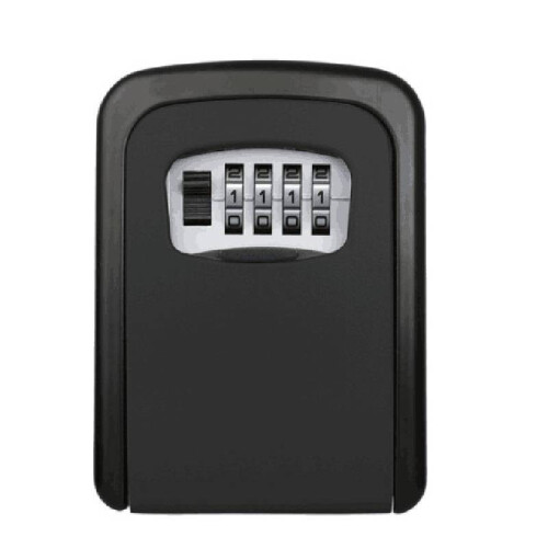 (Black)Wall Mounted Key Safe Box Construction Site Home No Drill Storage Door Peephole