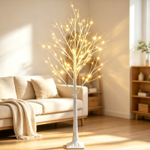 6FT Artificial Christmas Tree 96 LED Lightsfor Lawn Porch Holiday Display White 1PCS