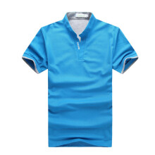 (Blue,L)Casual Cotton Short Sleeve T Shirt For Men With V Neck Slim Fit For Wear Summer