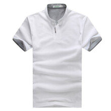 (White,XL)Casual Cotton Short Sleeve T Shirt For Men With V Neck Slim Fit For Wear Summer