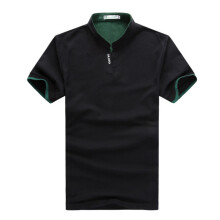 (Black,L)Casual Cotton Short Sleeve T Shirt For Men With V Neck Slim Fit For Wear Summer