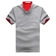 (Gray,M)Casual Cotton Short Sleeve T Shirt For Men With V Neck Slim Fit For Wear Summer