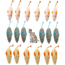 Cat Grass Plush Toys 18-Pack – Catnip Mouse Interactive Teething Toys, Random Colors