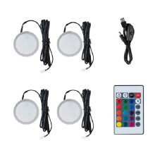 Dimmable RGB Under Cabinet Light with 24Key Remote DC5V 2W USB Powered Ceiling Lighting for Kitchen Wardrobe Bar