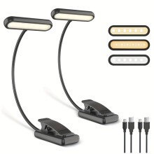 Book Light LED Reading Clip Light Desk Lamp USB 1000mAh Black Rechargeable Indoor Desktop Bedside Lighting