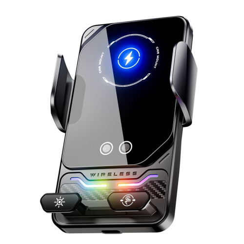 Carregador Sem Fio para Celular de 15 W com Sensor Automático e Luz RGB, Compatível com A Maioria Dos Celulares.