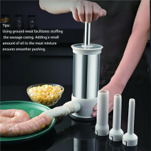 Manual Sausage Stuffer Kit, Homemade Sausage Maker with 4 Stuffing Tubes for Home BBQ Camping