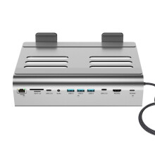 11-in-1 Opvouwbaar Dockingstation met USB-C-Hub, Standaard, 4K 60Hz, RJ45 Gigabit, - en TF-Kaartlezer, PD100W, 3x USB 3.0 Dockingstation