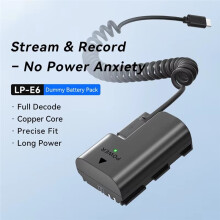 LP-E6/DR-E6 Dummy Battery Adapter for R R5 R6 5D 6D 7D 60D 70D, External Power Supply for Camera