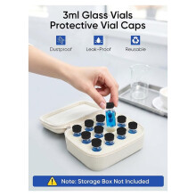 40Pcs 3ml Glass Vials Caps - Airtight, Dustproof, Leakproof Seal for Lab Samples, Essential Oils, Crafts Storage Vials