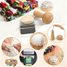 Premium Knit Patch Mending Kit - 14-Hook Darning Looms with Darning Mushroom & Darning Egg, 100 Colors Embroidery Floss