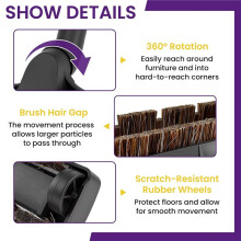 Vacuum Floor Brush Attachment, 1-1/4" Hardwood Floor Brush with Adapter for Vacuum Cleaner