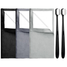 3PCS Jewelry Cleaning Cloth, Silver Polishing Cloth Jewelry,3 PCS Ultra-Soft Brushes (Flat & Wave) for Cleaning Gold