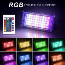 100W LED RGB Flood Light AC220V IP65 Waterproof Floodlight Spotlight with Remote Control EU Plug