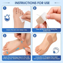 100pcs Bunion Corrector Pads - Disposable Elastic Hallux Valgus Splint Support for Toe Pain Relief & Alignment