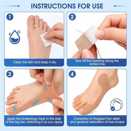 100pcs Bunion Corrector Pads - Disposable Elastic Hallux Valgus Splint Support for  Toe Pain Relief & Alignment
