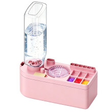 Lavapennelli 450 Ml di Capacità, Portatile, con Serbatoio per L'Acqua, Detergente per Vernici con Tavolozza, Colore Rosa