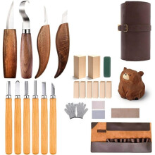 Einsteiger-Schnitzmesserset für Holzbearbeitungsanfänger, Holzschnitzmesser, Krummsäbel und Ausgrabungslöffel, Vollständige Anleitung