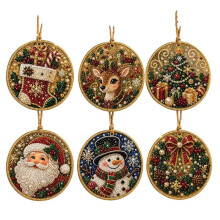 Lirynzoventa 6PCS Christmas Ornaments DIY Pearl Art Kits for Adults - Perfect Holiday Decor