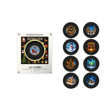 Christmas Automatic Singing Magnetic Fridge Magnet NFC Induction Xmas Refrigerator Magnetic Disc Rotary Disc Night Light