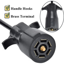 7 Way Round to 5 Way Flat Coiled Trailer Plug Adapter 7 Pin to 5 Pin Trailer Coiled Wiring for RV Boat Trailer Truck