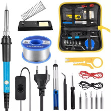 220V 60W Soldering Iron Kit 450C Adjustable Temperature Welding Tool Set with Solder Sucker Tin Wire EU PLUG