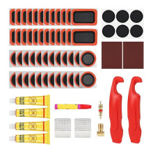 80pcs Bike Tire Repair Kit,Self Adhesive Bike Tire Patch Kit Bike Tool Kit with Portable Storage Box and Valve Converter