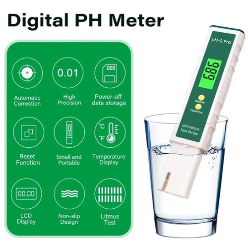 PH-2 Pro Digital PH Meter Tester Pen 0.01 Accuracy -2.00-16.00 Range, Backlight Aquarium Hydroponic Measurement Tool 2