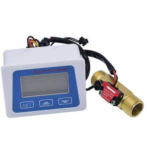Digital LCD Display Water Flow Sensor Meter Flowmeter Totameter Temperature  Record with G1/2 Flow Sensor
