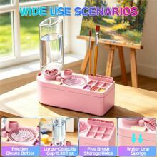 Brush Washer 450ml Large Capacity Portable Storage Water Changing Paint Cleaner with Palette