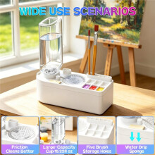 Brush Washer 450ml Large Capacity Portable Storage Water Changing Paint Cleaner with Palette