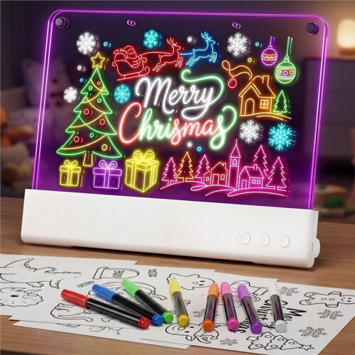 Quadro de Desenho LED, Tablet de Desenho DIY Recarregável de 16 Polegadas, Quadro de Notas LED Brilhante, Presente Perfeito para Aniversários e 1