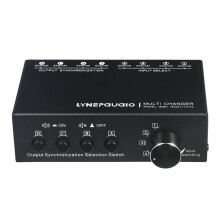 LYNEPAUAIO Audio-Signalumschalter 4 Eingänge 4 Ausgänge Audio-Umschalter Lautsprecher-Umschalter 4 Sätze Synchroner Ausgänge