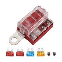 Battery Terminal Fuse Block 4 Circuits with Cover, Suitable for: Automobiles, RVs, Boats, Etc