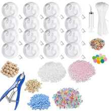 DIY Stress Making Kit: Includes 16 Blank Squeeze Balls, Filling Beads, and an Inflation Tool for Crafting